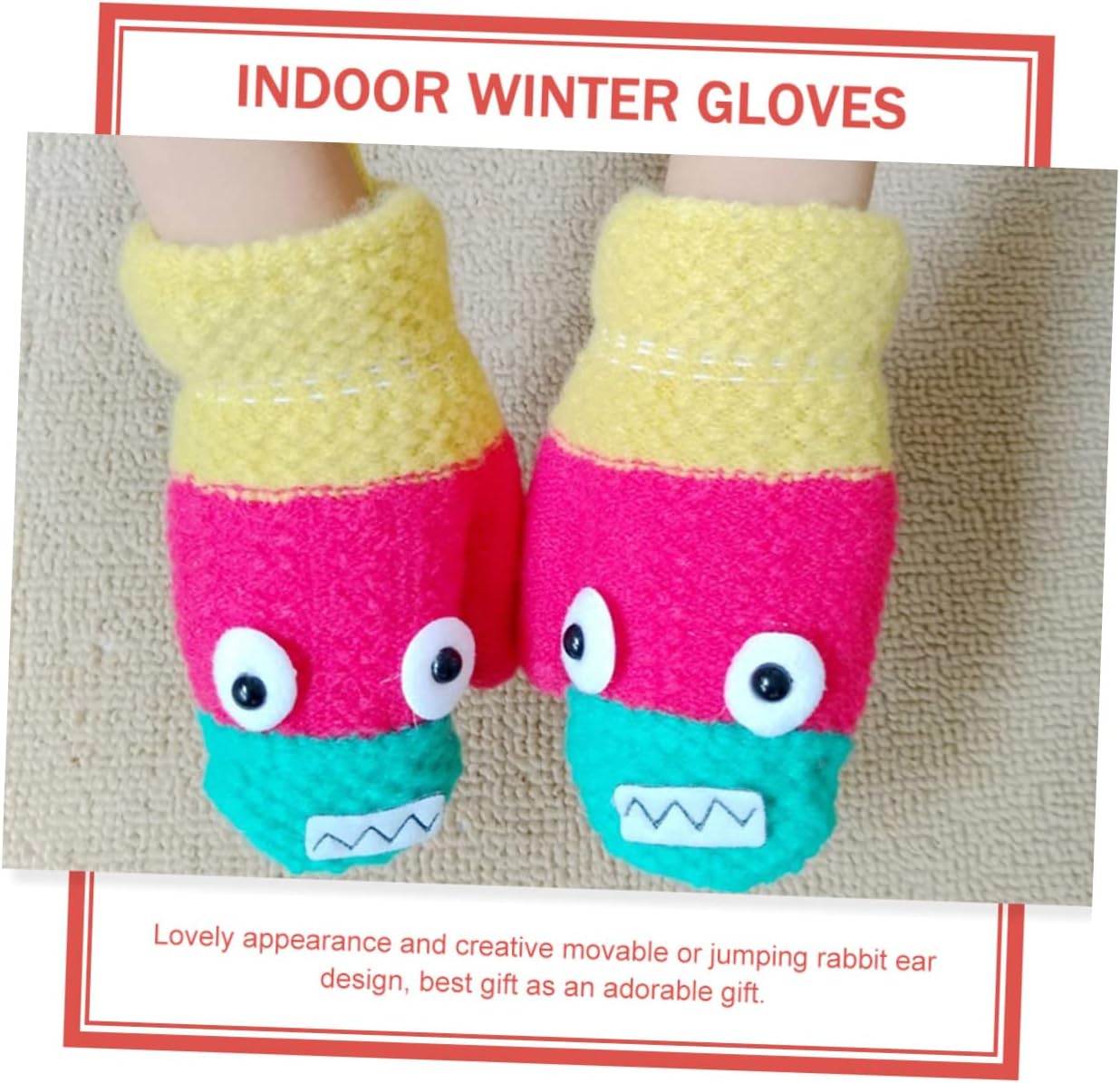 4pairs Kindergarten Boys and Girls Gloves Soft Knitted Mittens Neck Straps Warm Winter Gloves for Boys Girls