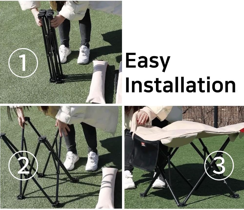 Two Height Foldable Dog Cot, Elevated Camping Bed for Medium Large Dogs (Beige, Medium)