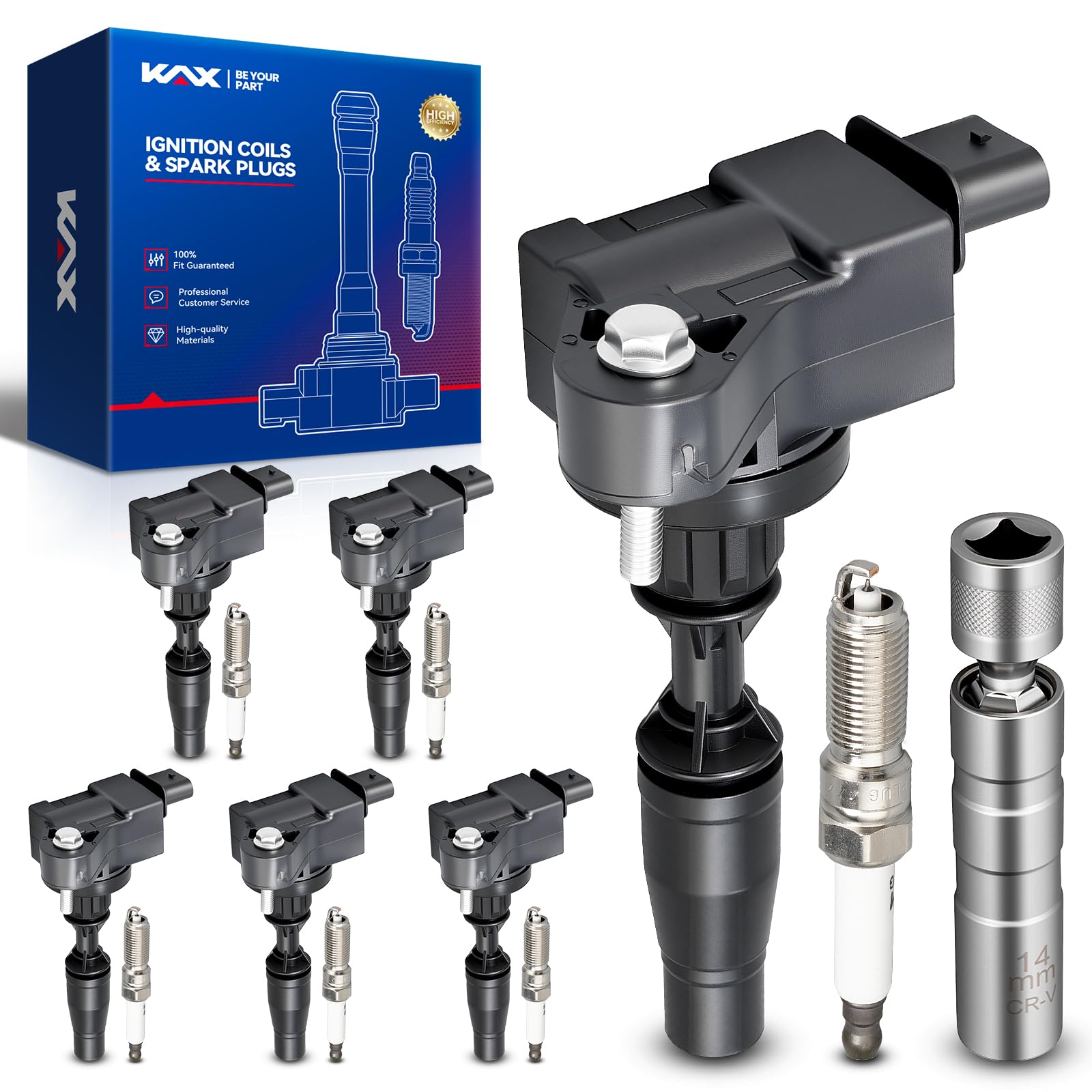 KAX 6 Ignition Coils &amp; 6 Spark Plugs Set for 3.6L V6 Colorado, XT5, Acadia