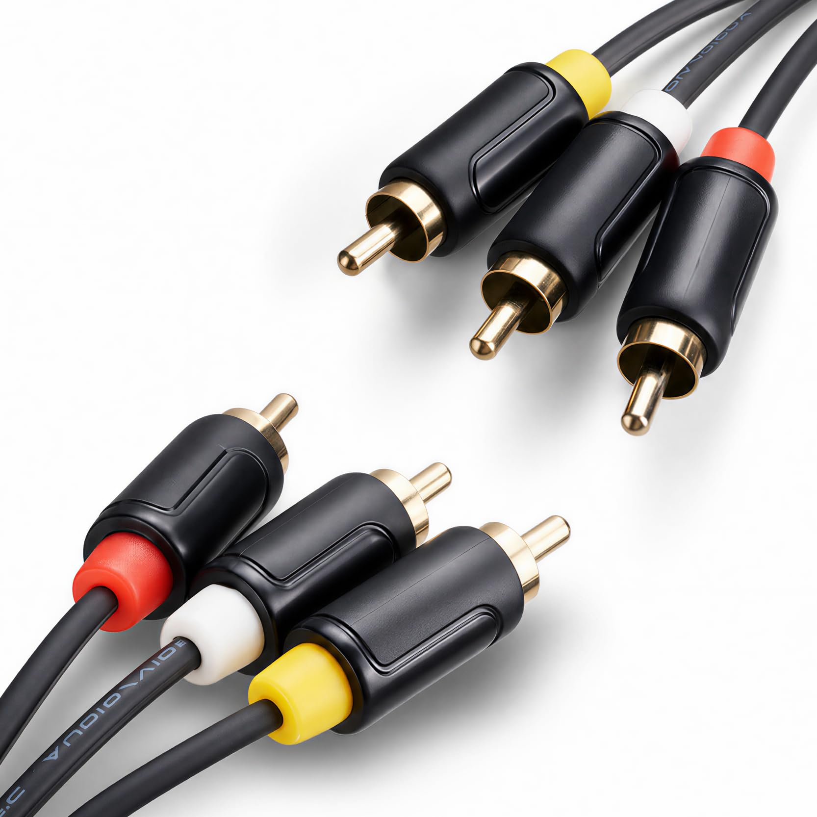 RCA AV Kabel, 3 RCA Stecker auf Stecker für DVD, PS1, PS2, VCR, 1,5 m | Composite-Video und Stereo-Audio, vergoldete Anschlüsse, verstärkte PVC-Ummantelung, für Geräte mit Standard-Cinch-Ports