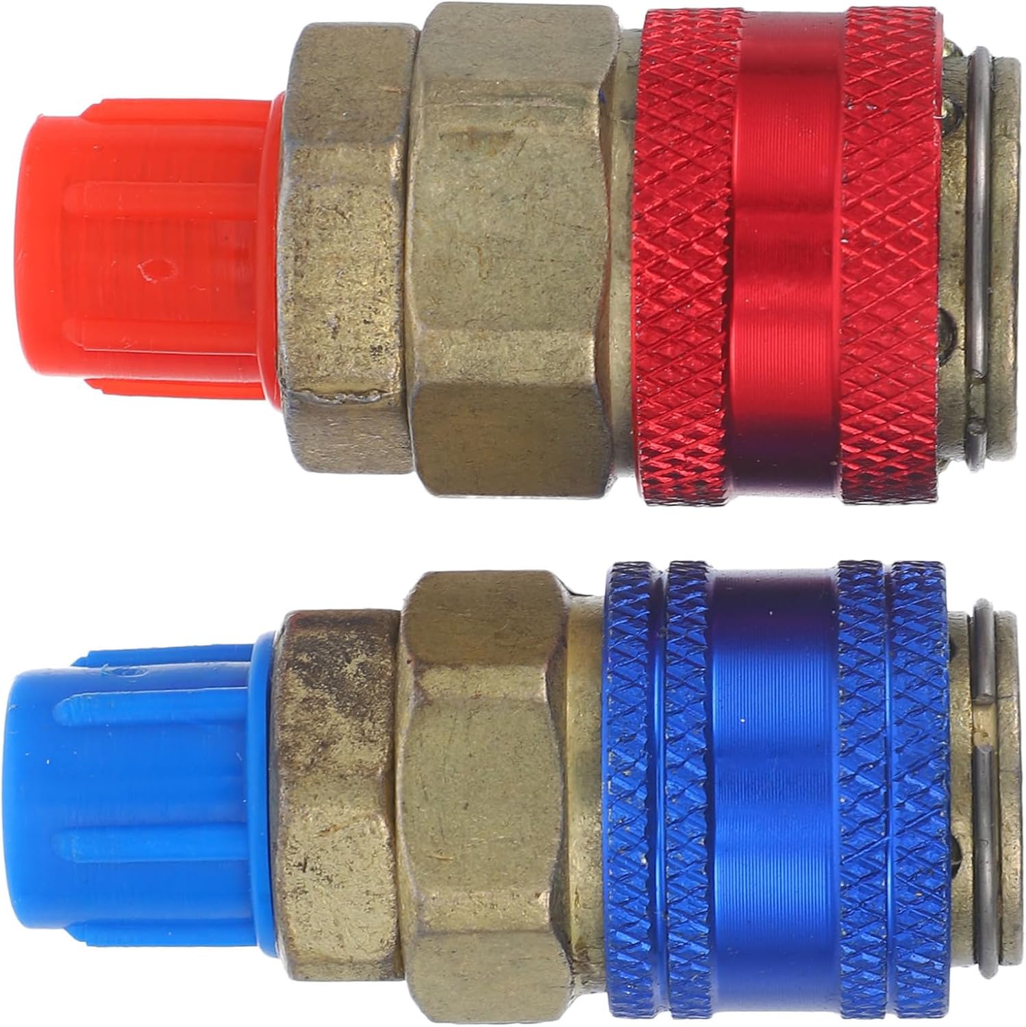 ULTECHNOVO 1Pair Quick Couplers for Car Air Conditioning Durable Copper Fittings with Leakproof Design Compatible with Ac Systems Easy Operation High Pressure and Low