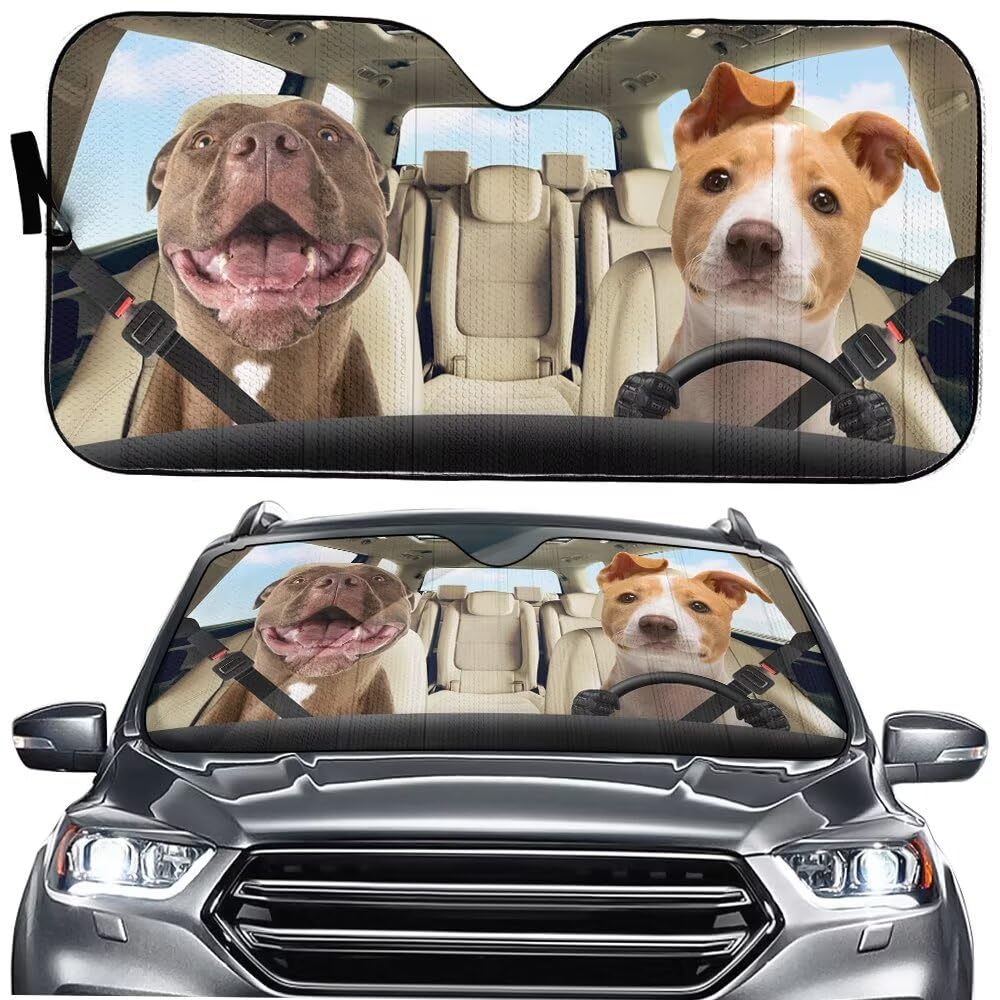 Funny Animal Car Front Windshield Sun Shade,Dog Driving Auto Sunshade for Car Truck SUV - 57x27.5 Inches Blocks Uv Rays Sun Visor Protector