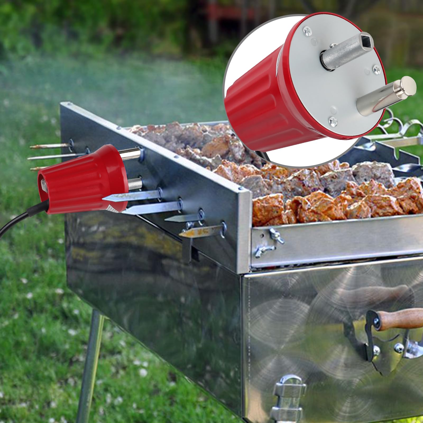 EXLECO Moteur de Barbecue Moteur électrique de Gril Rôtissoire DC 220V 230V 240V à Faible Bruit Motor Rotateur destiné à Barbecue extérieur Portables Accessoire pour Support de Rôti de Barbecue Rouge