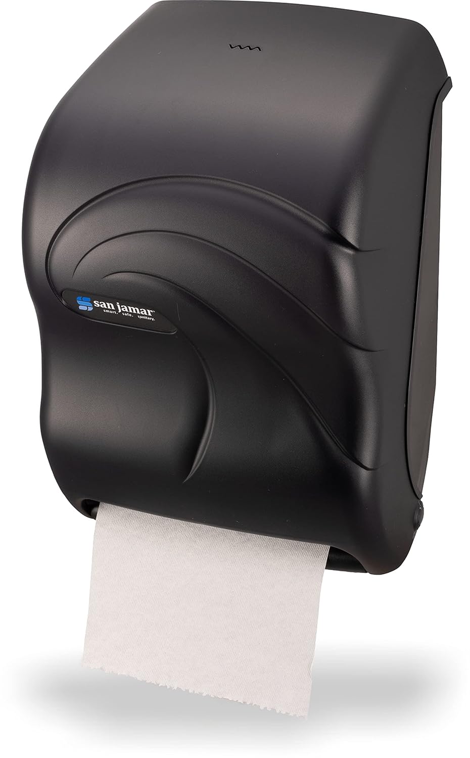 San Jamar Tear-N-Dry Oceans Paper Towel Dispenser 1.5 Inch Core Rolls with Touchless Dispensing for Bathroom, Kitchens, Restaurants, and Cafeterias, Plastic, Black Pearl