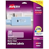 Avery Printable Address Labels with Sure Feed, 1-1/3" x 4", Matte Clear, Permanent Adhesive, Laser Printers, 140 Blank Mailing Labels, Great for Mailing, Product Labels, Jar Labels, and More (15662) – view 1