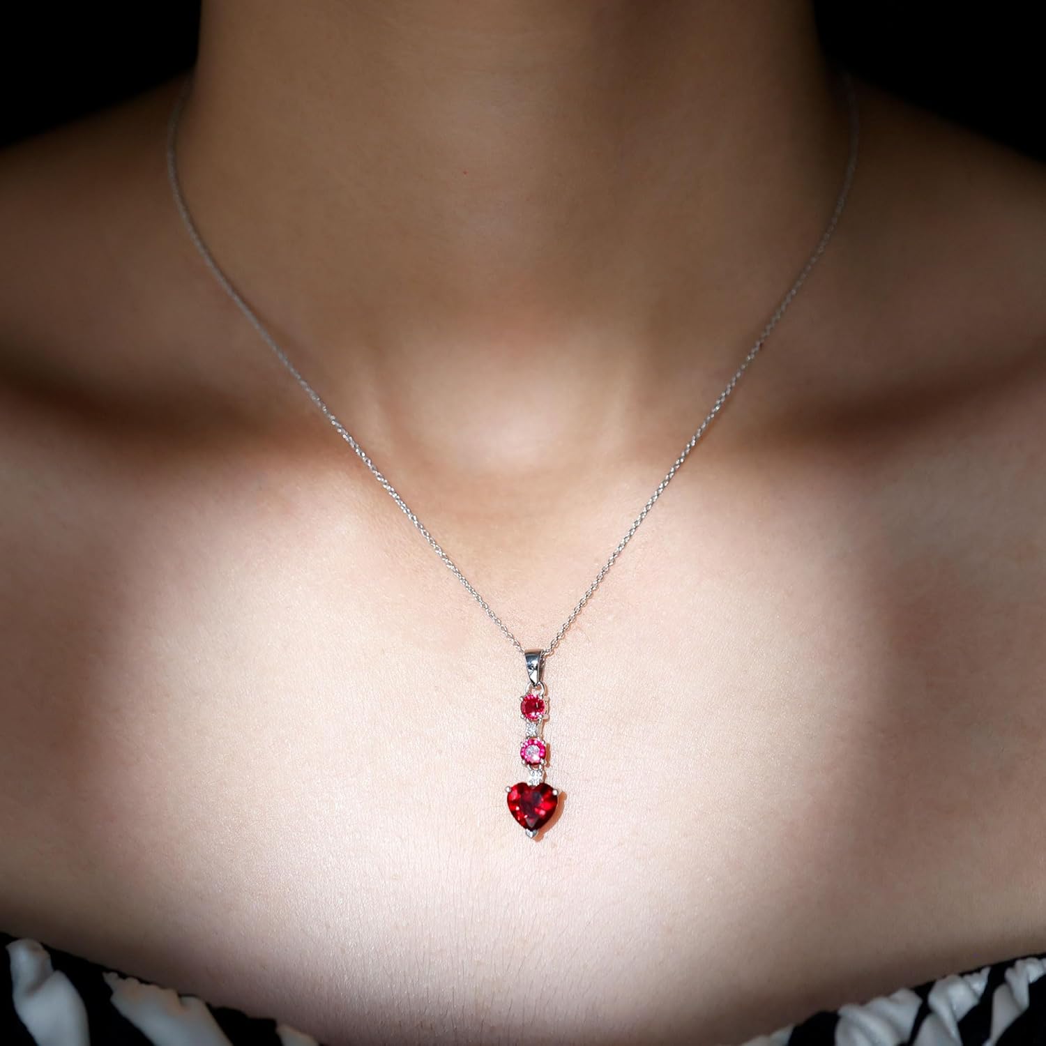 Certified 2.8 Carat Lab Grown Ruby Heart Necklace with Silver Chain, Aaaa Quality, Ruby Promise Necklace - Romantic Gift - Image 3