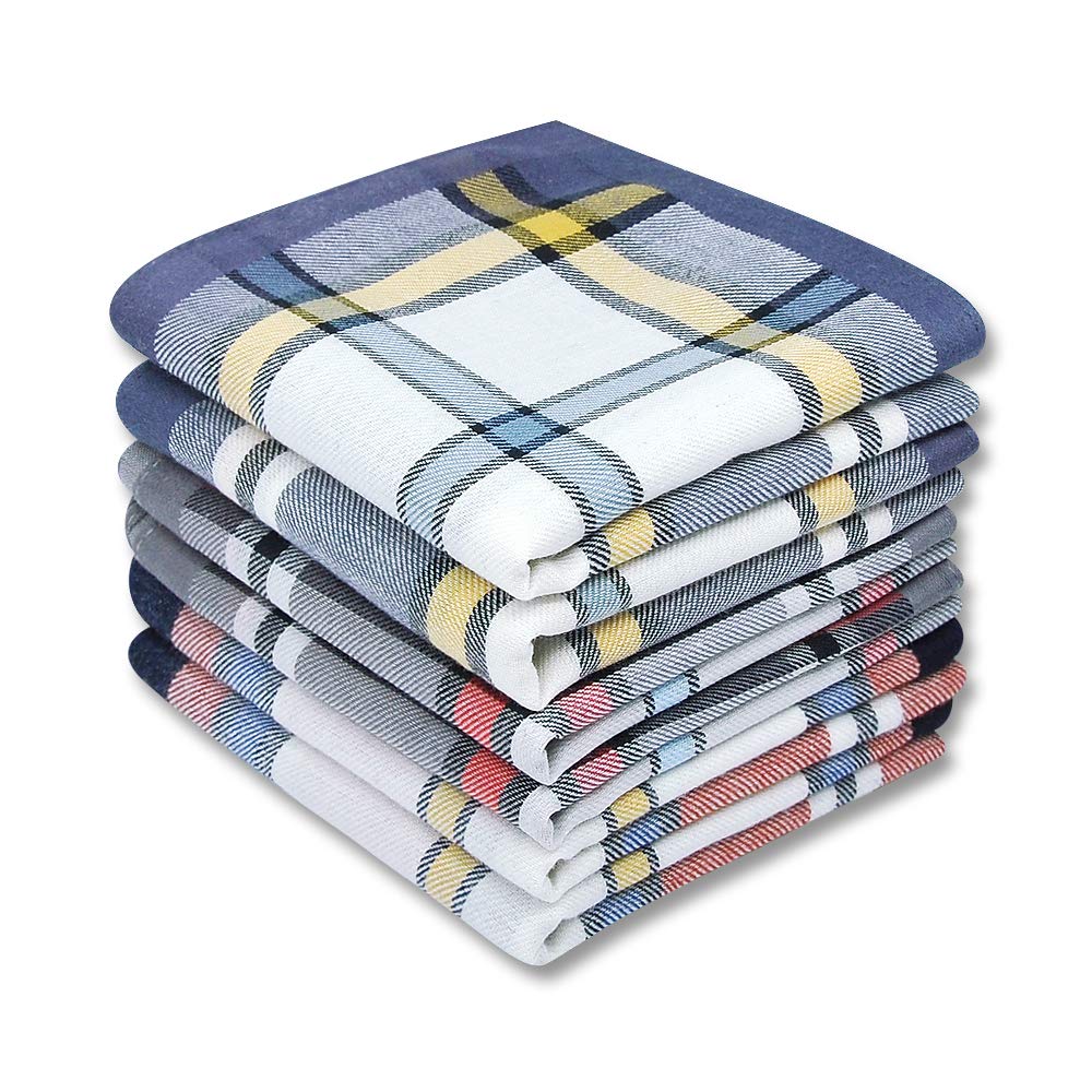 Zenssia Soft Men's Cotton Handkerchiefs with Assorted Color 6 Piece Gift Set