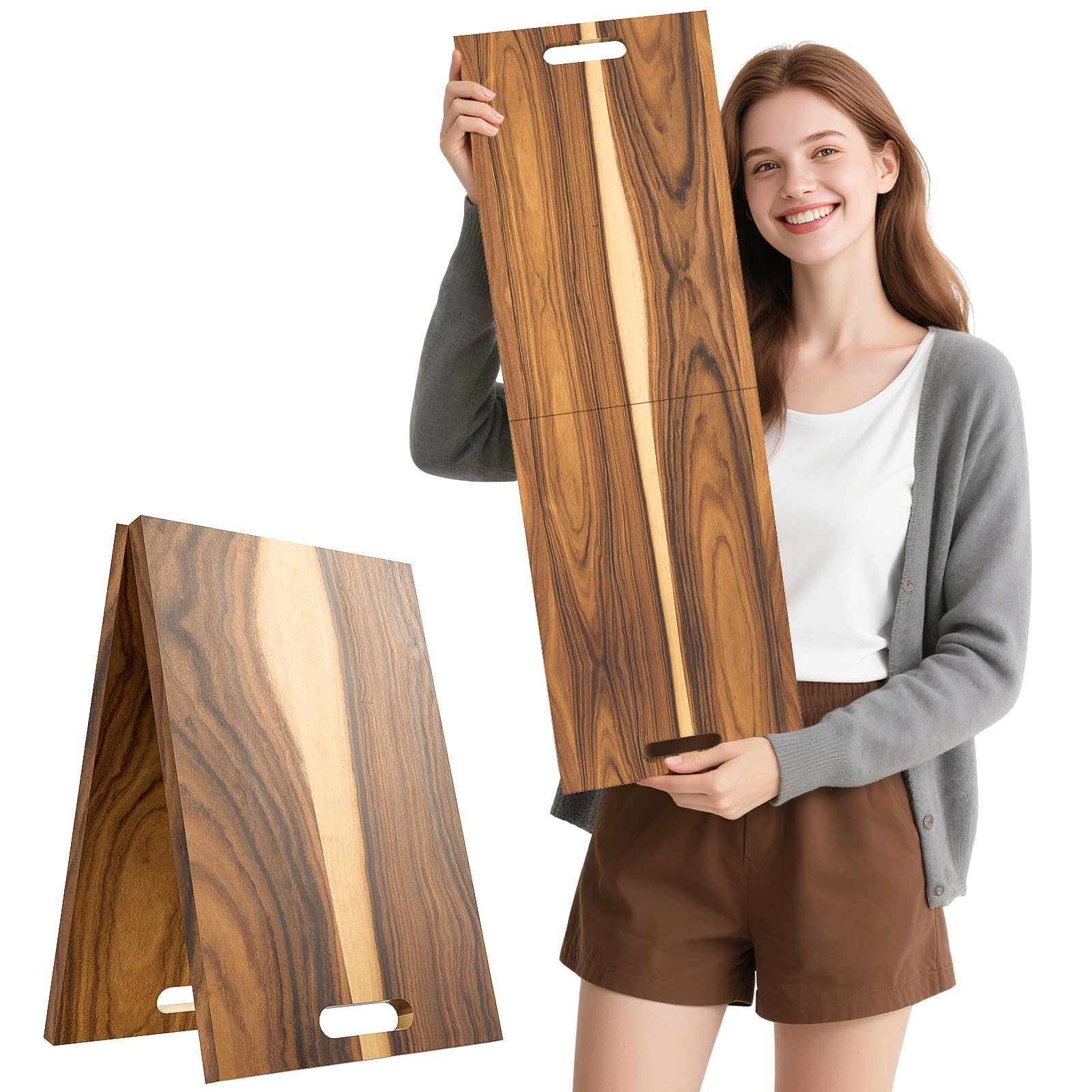 acacia wood boards - extra large charcuterie board, oversized 36 x 12 inch wood serving platter with handles, foldable long wooden tray for parties, grazing & appetizers