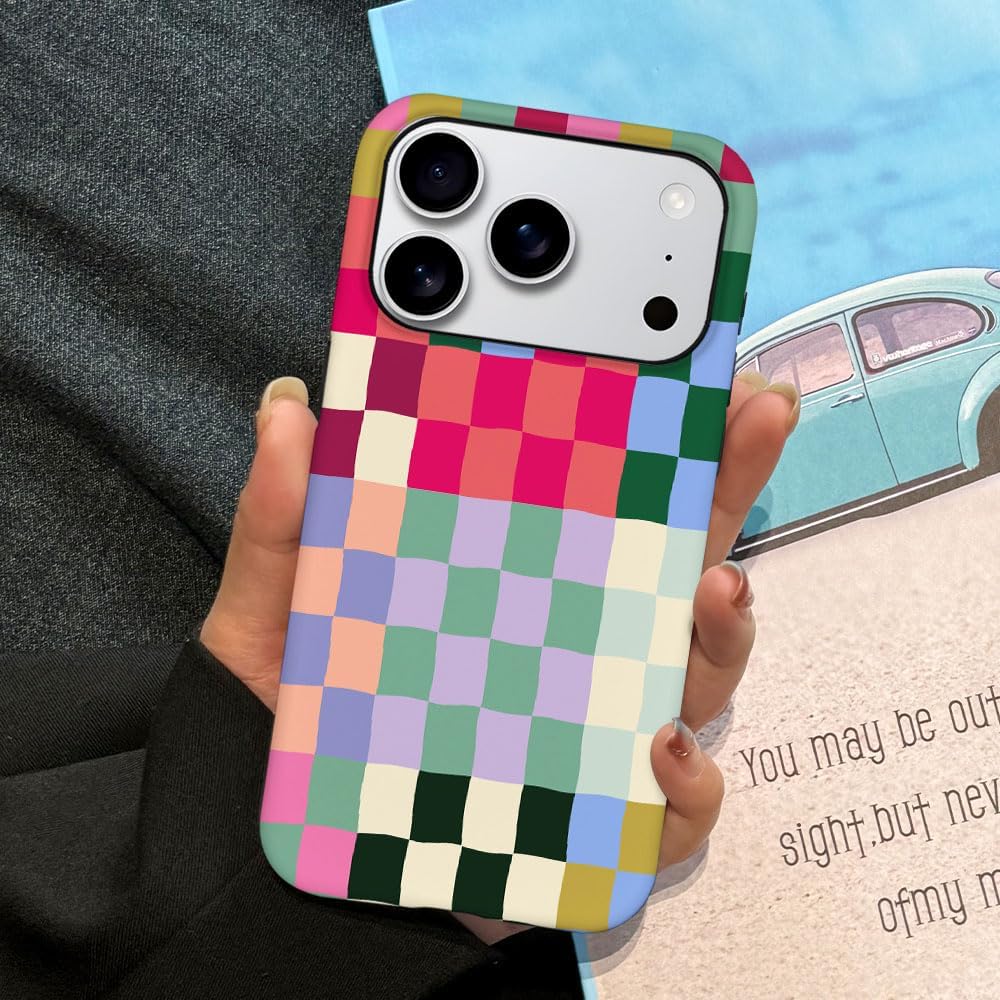 SEized Case Compatible with iPhone 17 Pro,Colorful Checkerboard Phone Case Dual-Layer Hard Shell Cover for Girl Women Boy Men - Image 6