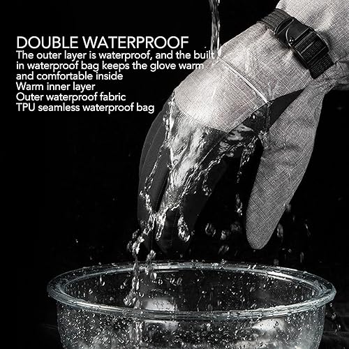 Miniatura 3 de plplaaoo Guantes térmicos impermeables para hombres y mujeres, guantes calefactables, guantes eléctricos de invierno con 2 cajas de batería, guantes