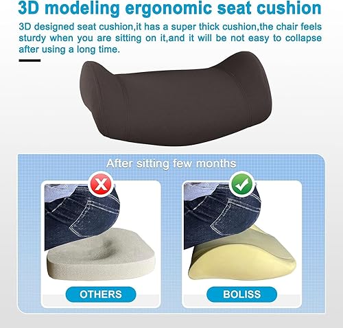 Miniatura 3 de BOLISS Silla de oficina ergonómica de malla de 400 libras, silla de escritorio con respaldo alto, reposacabezas ajustable con brazos abatibles,