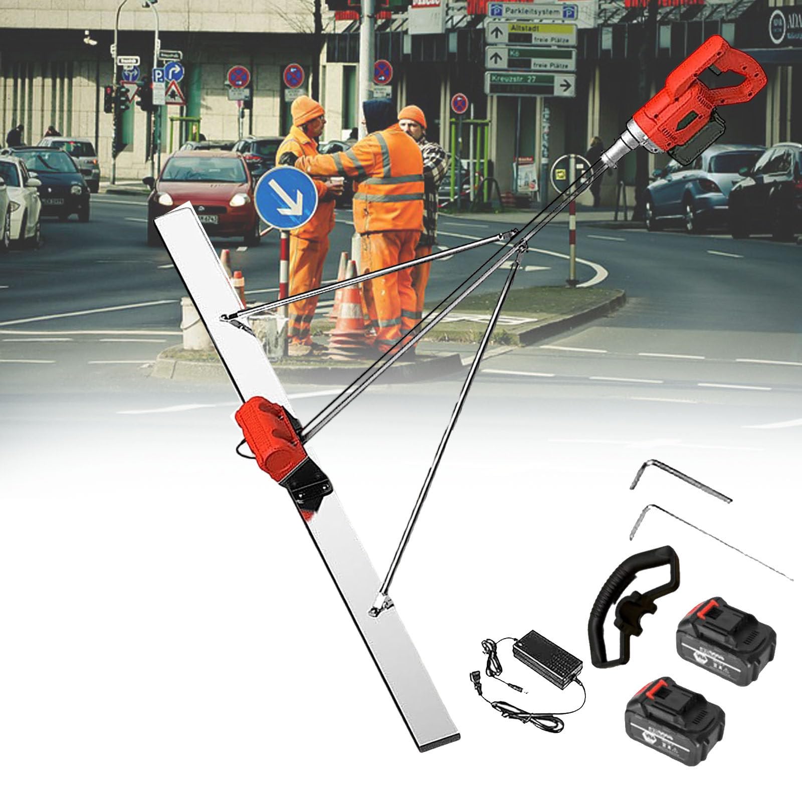 Regla de hormigón inalámbrica con regla vibratoria recargable para nivelar y acabar, fácil de limpiar, incluye 2 pilas