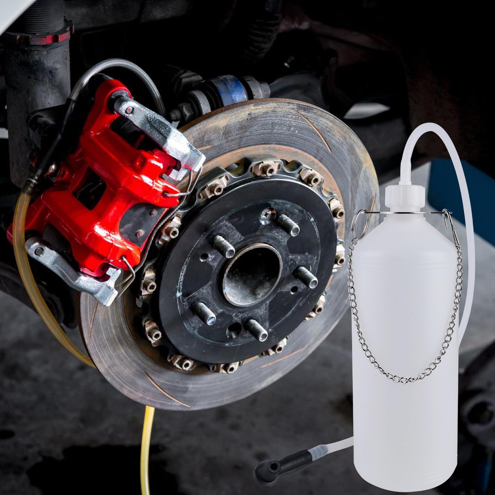 WYYHQO Bremsflüssigkeitsbehälter 1L | Bremsenentlüftungsset Mit Schlauch & Adapter