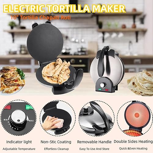 Miniatura 5 de 1100 W eléctrico para panqueques plancha antiadherente tortillas fabricante para la familia y al aire libre cocina cocina hornear aparato primavera