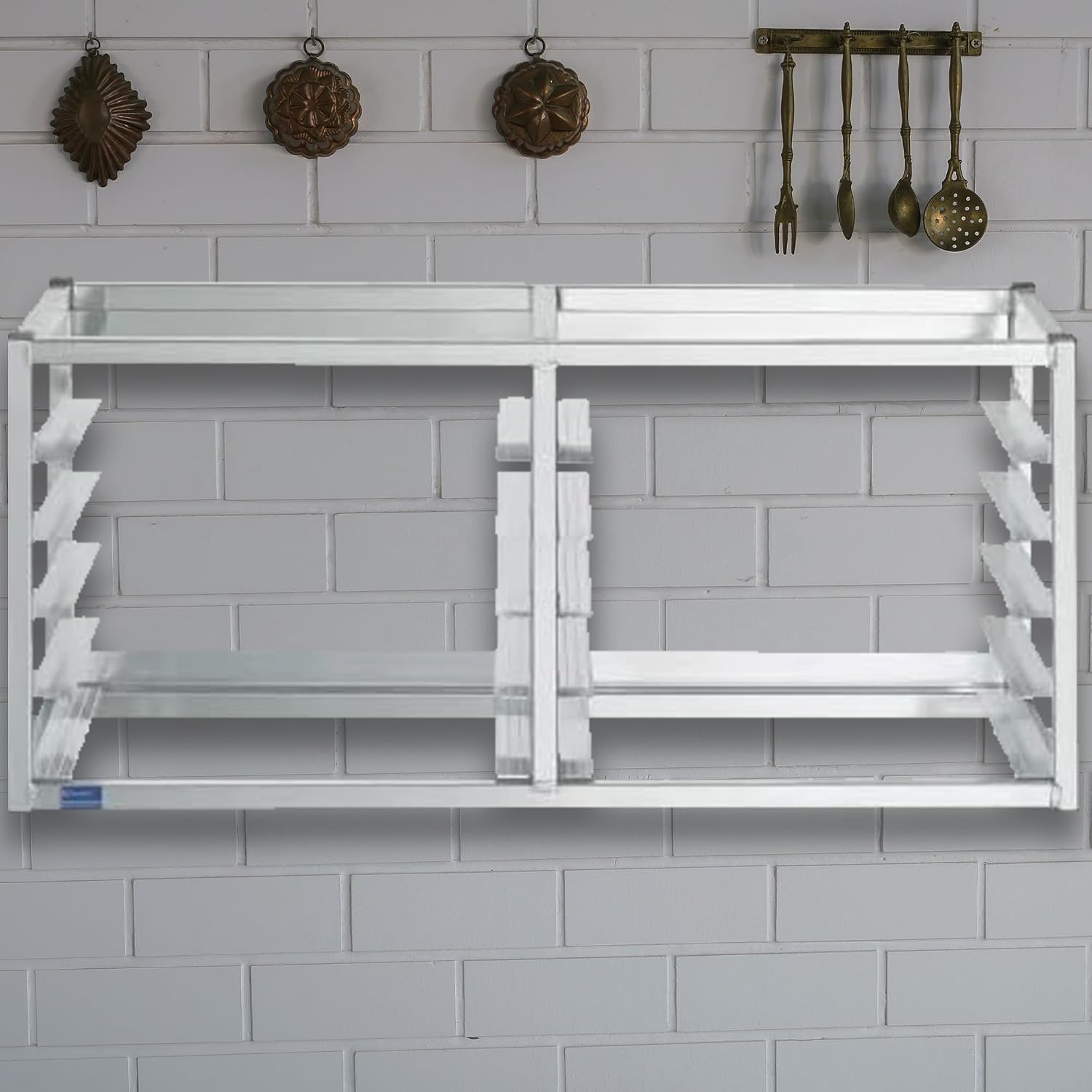 WALL MOUNTED SHEET BUN PAN RACK - FITS 10 HALF PANS - 40" X 13" X 18" | ALUMINIUM | NSF