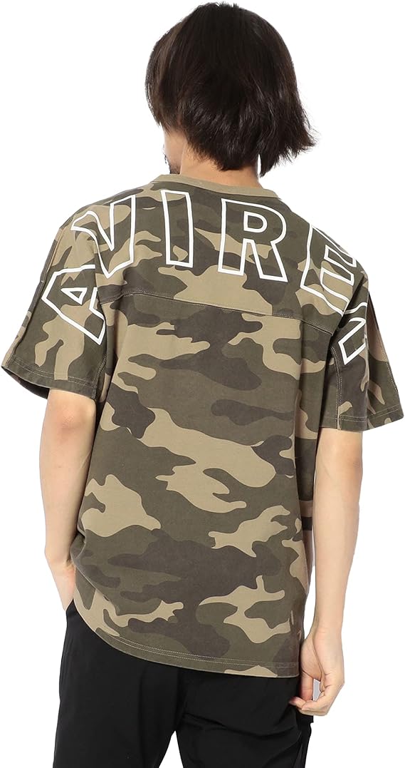 Amazon アヴィレックス ビッグロゴ ルーズフィット Tシャツ S S Big Logo Loose Fit T Shirt メンズ M 875 Olive Camo Tシャツ カットソー 通販