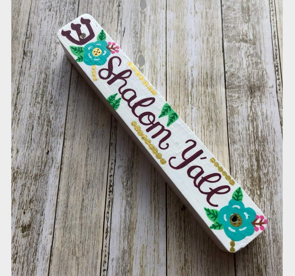 Shalom Y'all, Mezuzah, Wood Scroll Case, Handmade Jewish Housewarming Gift