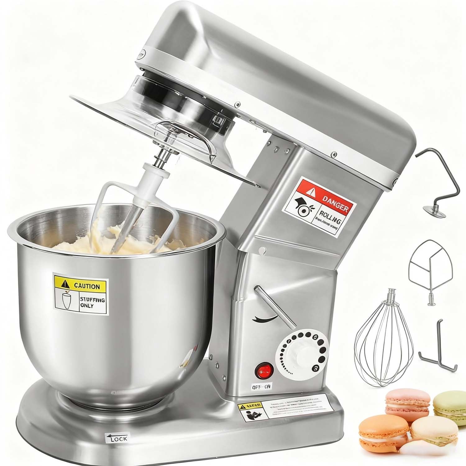 Impastatrice Elettrica, Planetaria Grado Commerciale. Motore Potente 500W, Completa Di Frusta A Filo E Frusta Piatta Per Applicazioni Pasticceria Professionale.(10L/9.1qt)
