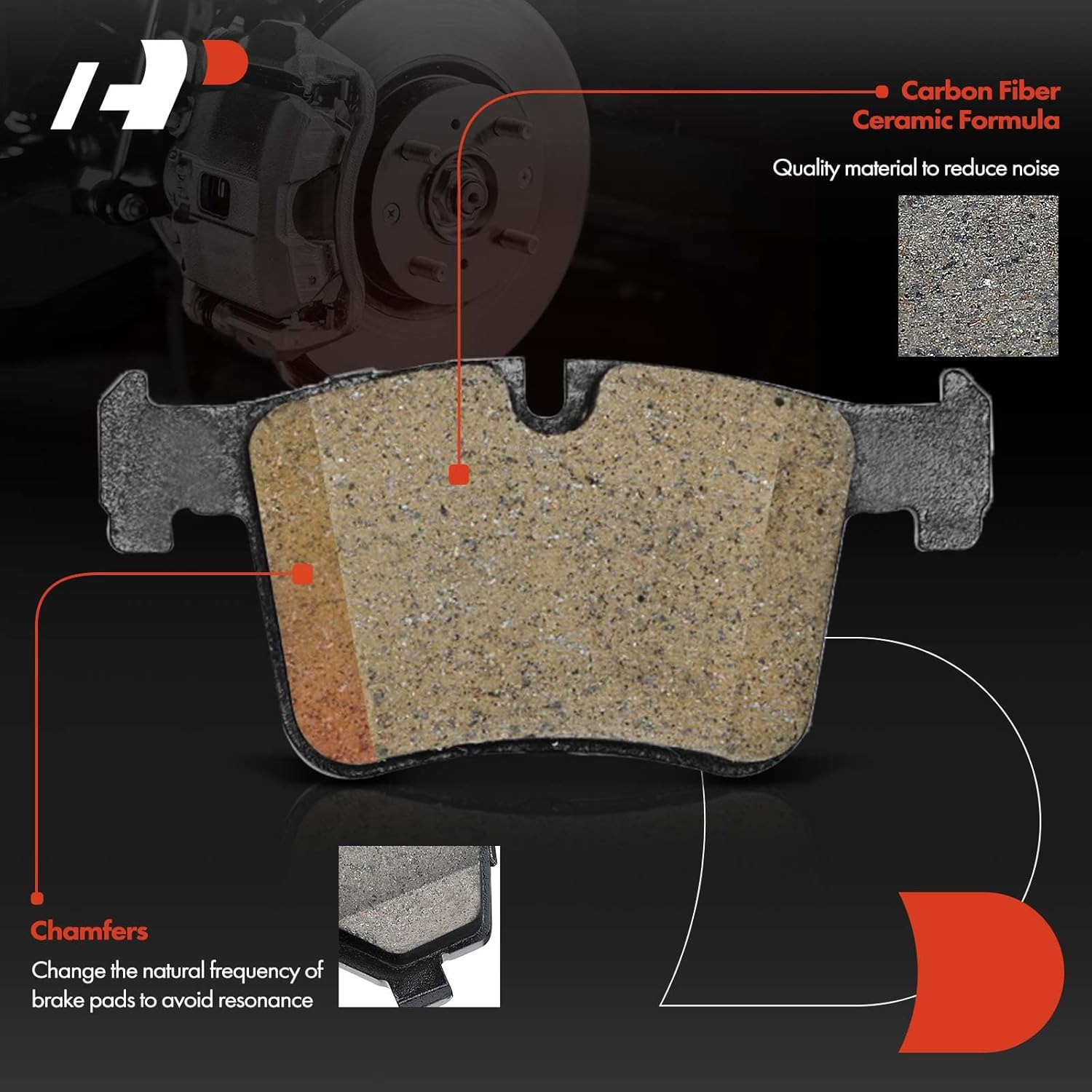 A-Premium Front Ceramic Brake Pads Set Compatible with BMW 320I, 328D xDrive, 330I, 330I xDrive, 335I xDrive, X3, 428I xDrive, 430I Gran Coupe, 430I xDrive Gran Coupe, X4, Activehybrid 3, 4-Pack