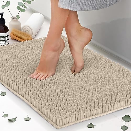 Tapetes de baño de felpilla de 22 x 14 pulgadas, tapetes de baño absorbentes de felpa de secado rápido, suaves y lavables a máquina, alfombras