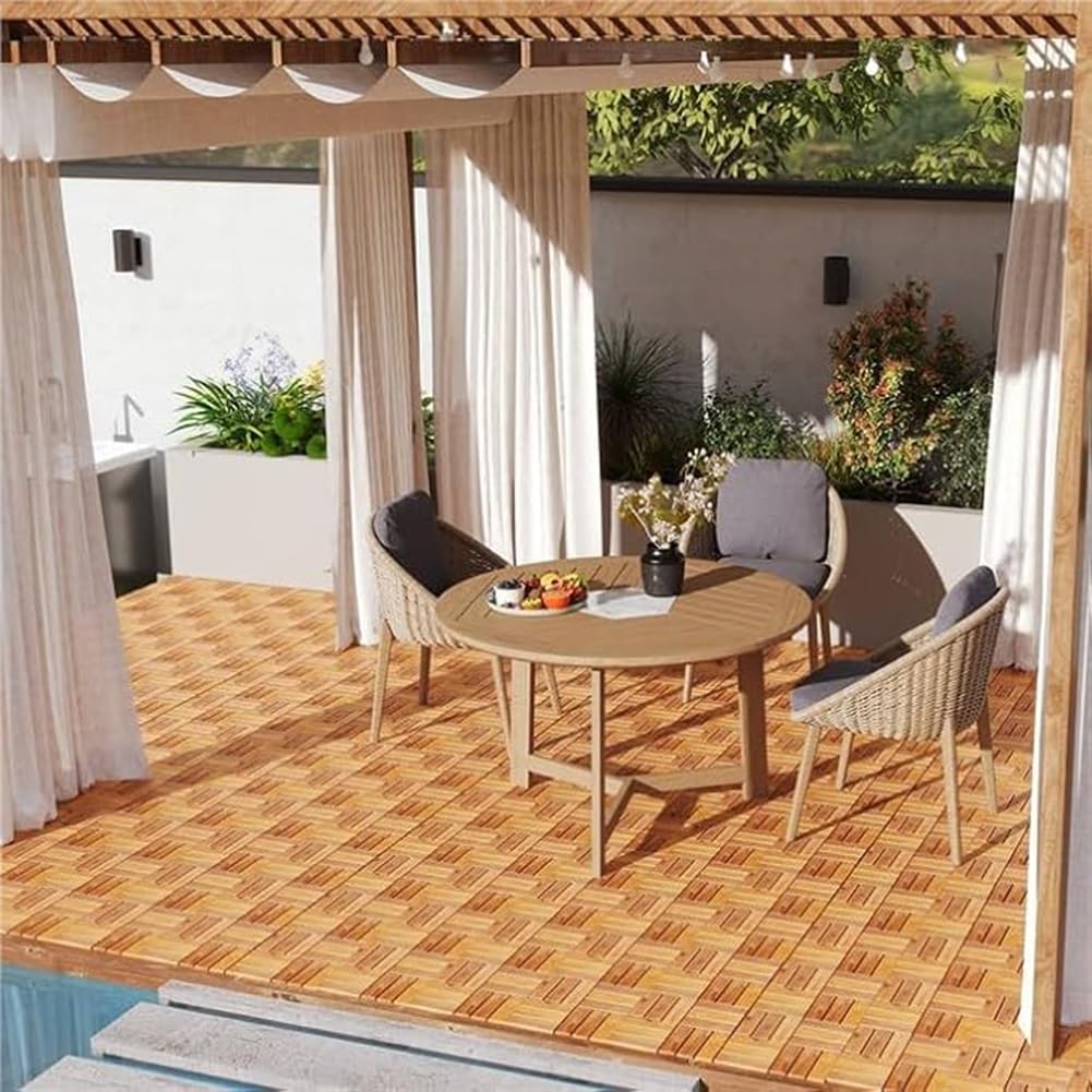 Acacia Wood Interlocking Deck Tiles Antypoślizgowe Wodoodporne podłogi ogrodowe do balkonu Garden Backyard 30x30cm DIY Zestawy płytek zewnętrznych Trwała odporność na warunki atmosferyczne Łatwa insta
