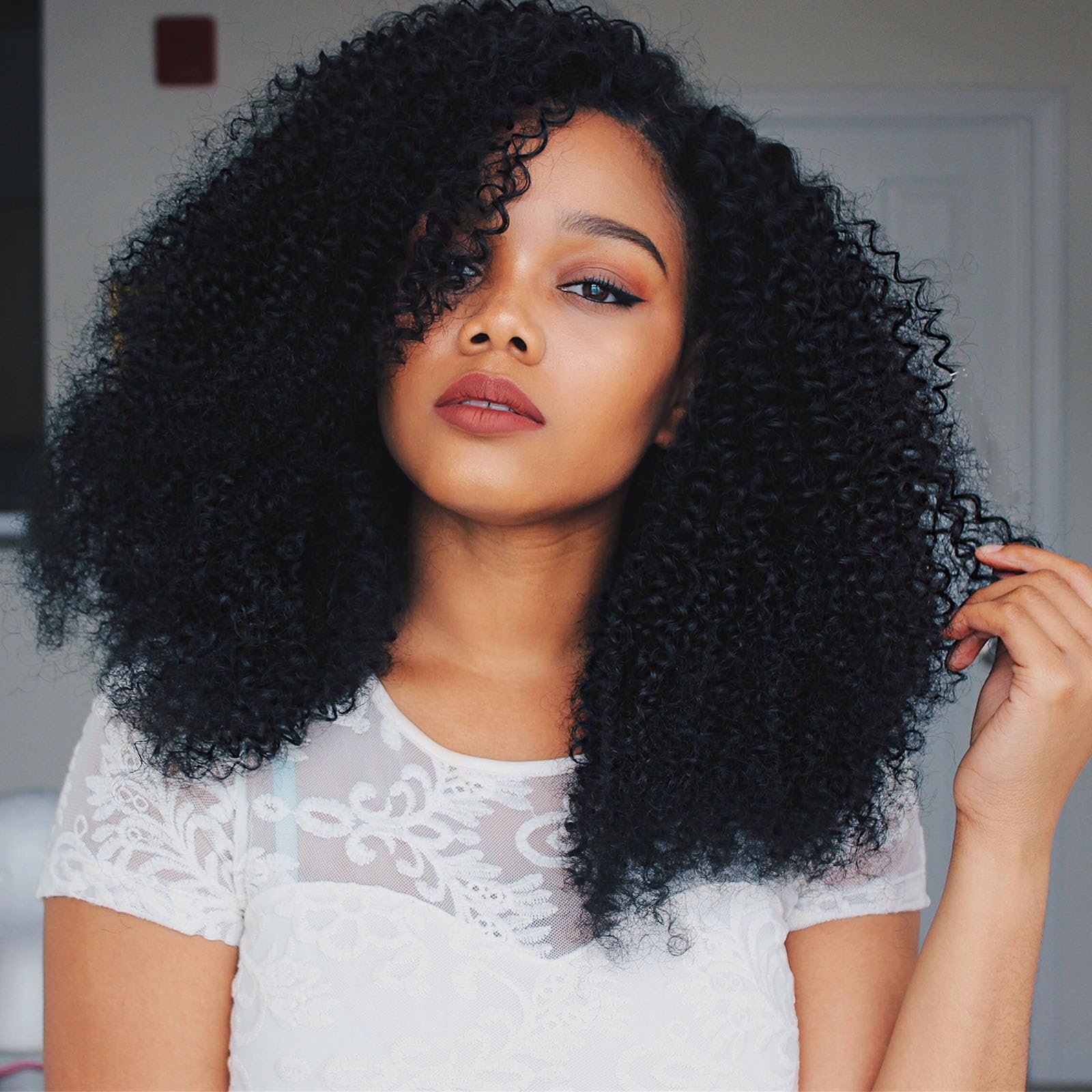 SCENTW V part Curly Wigs for Black Women Afro Curly Twist Out African American Wig Upgrade U Part Wigs Afro Bomb Kinky Curly Synthetic Glueless Full Head Clip in Half Wigs No Leave Out Thin Part Wig