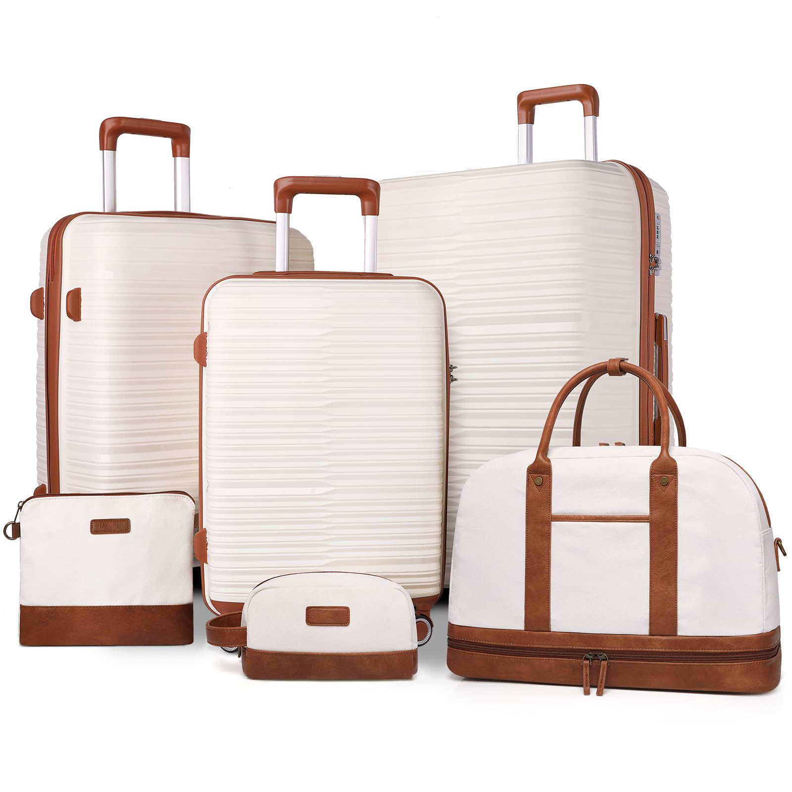 RUNCODE Travel Luggage Sets 6 Piece with Spinner Wheels and TSA Lock, Lightweight ABS Hard Shell Carry On Suitcase Set with 360° Double Wheels for