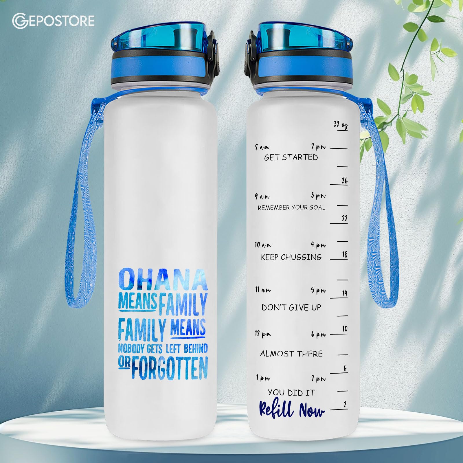 Bouteille D'Eau Motivante GEPOSTORE 946 Ml - Marqueur De Temps, Forme Canard, Tritan