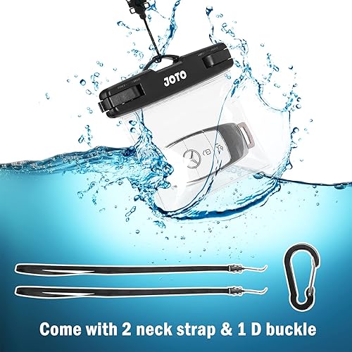 Miniatura 10 de JOTO Paquete de 2 fundas impermeables para llaves de automóvil con cordón para natación, surf, cartera pequeña impermeable, bolsa seca para dinero,