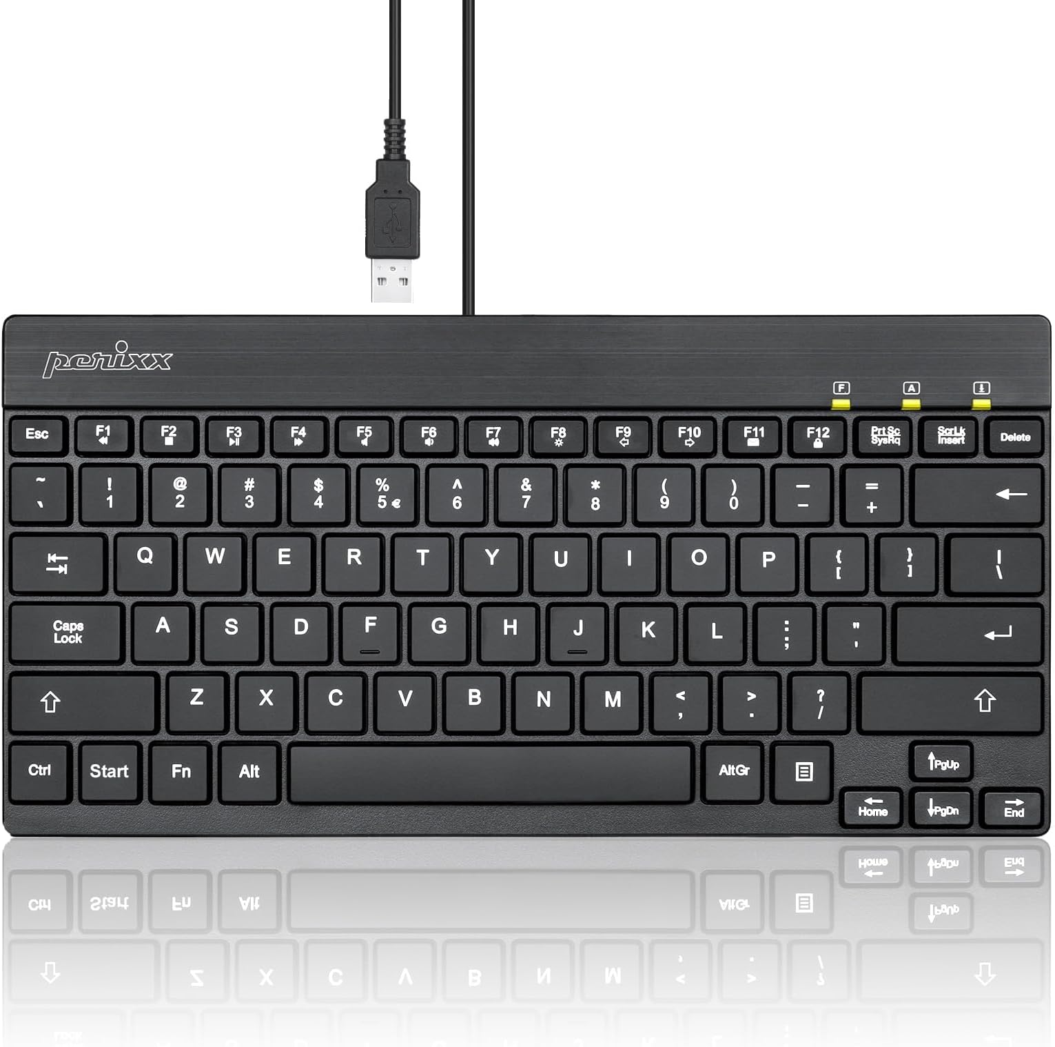 PERIBOARD-326 Wired Mini Backlit USB Keyboard with Low Profile Keys, US English Layout (11607)