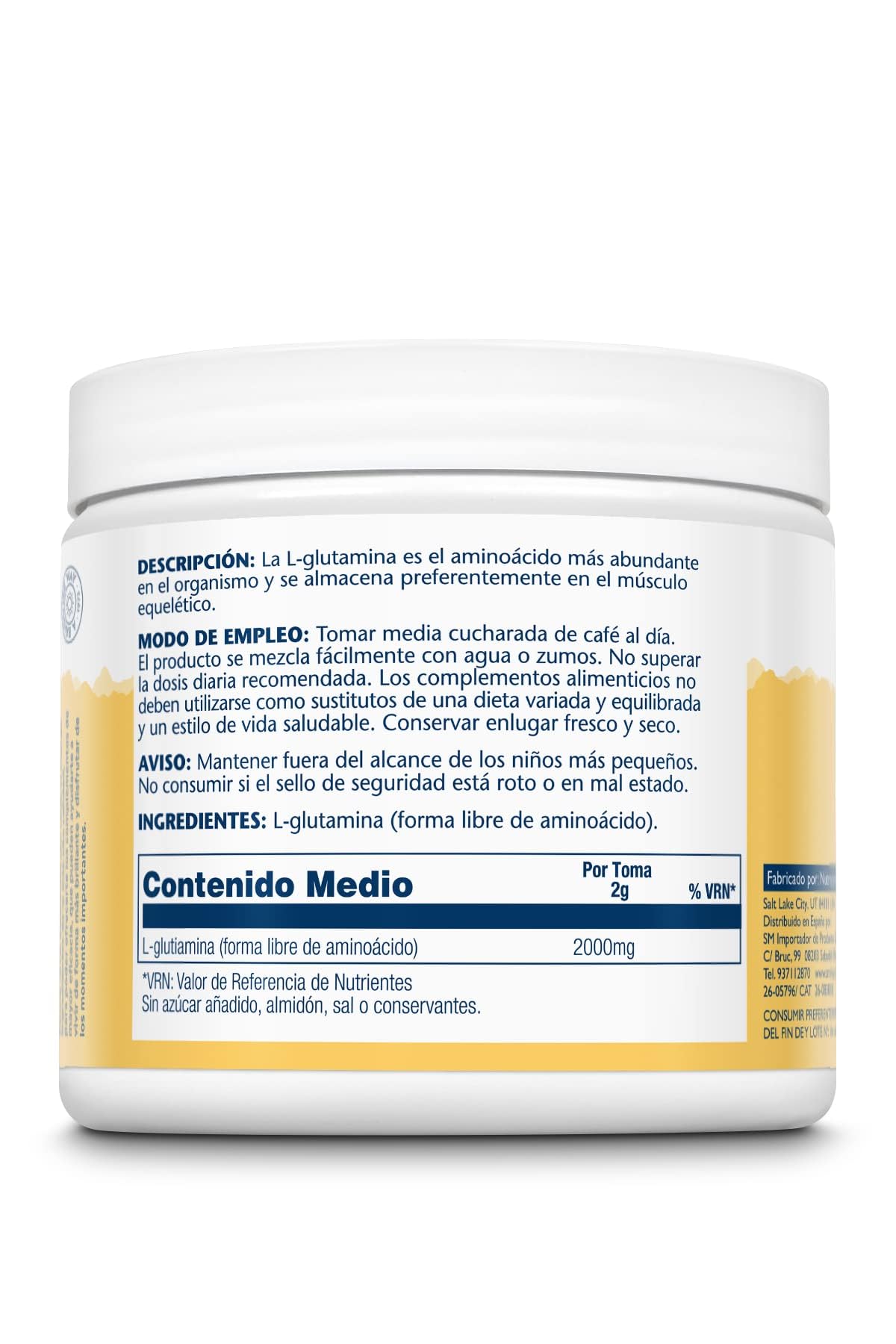 Solaray L-Glutamine Sabor Neutro Polvo 300gr. Crema rigenerante per le mani 300G
