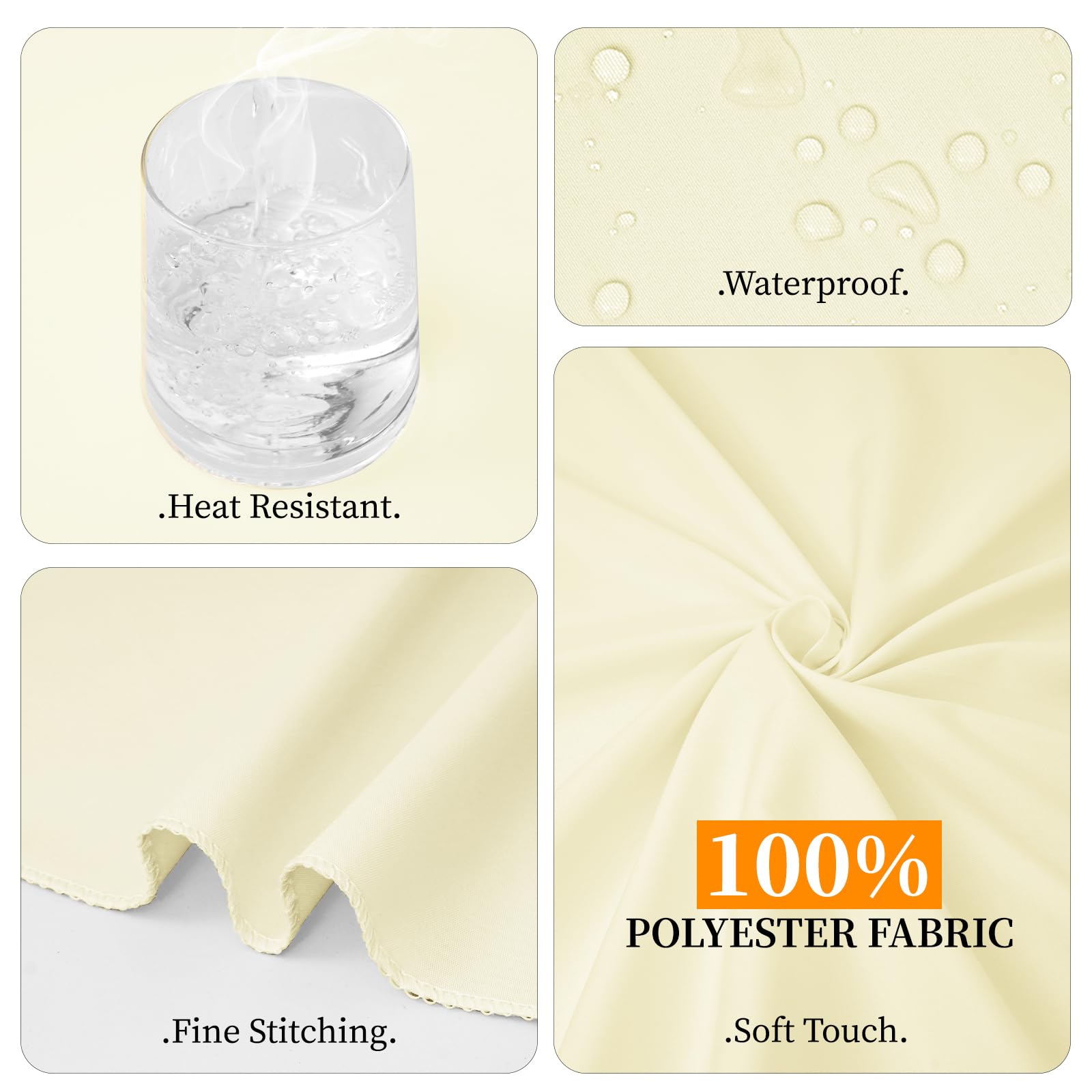 Paquete de 4 manteles redondos beige de 305 cm, de poliéster, impermeables, resistentes a las manchas y a las arrugas, de tela lavable, para fiestas, bodas, banquetes, cenas