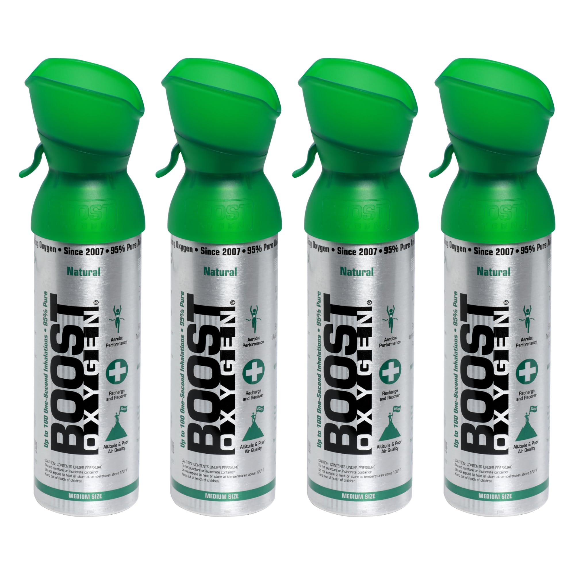 Boost Oxygen Mediana Aroma Natural 5L Bote | Soporte Respiratorio para Recuperación Aeróbica, Altitud, Rendimiento & Salud (Pack de 4)
