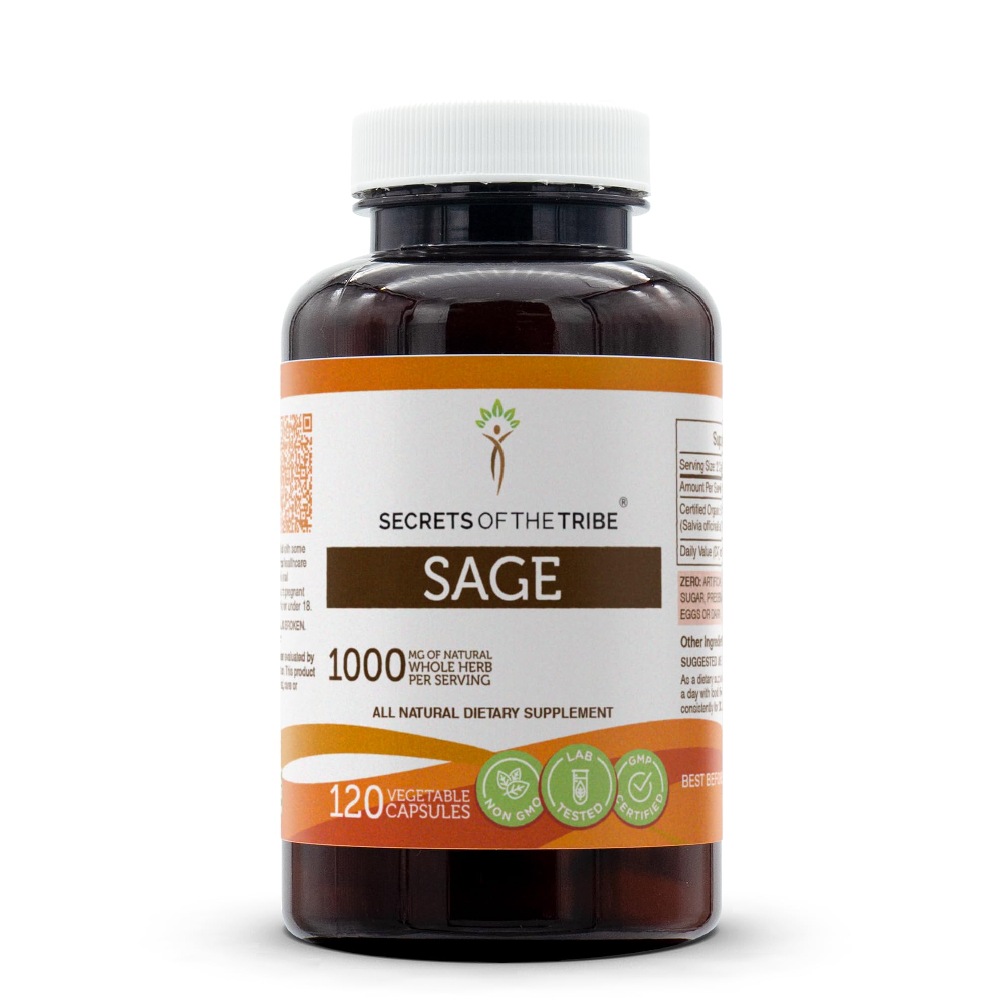 Secrets of the TribeSage 120 Capsules, 1000 mg, Sage (Salvia officinalis) Dried Leaf (120 Capsules)
