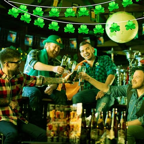 Vista 47 de Guirnalda de luces para el día de San Patricio para exteriores, 8.5 pies, luz de decoración de San Patricio con 10 tréboles, luces de trébol Luces
