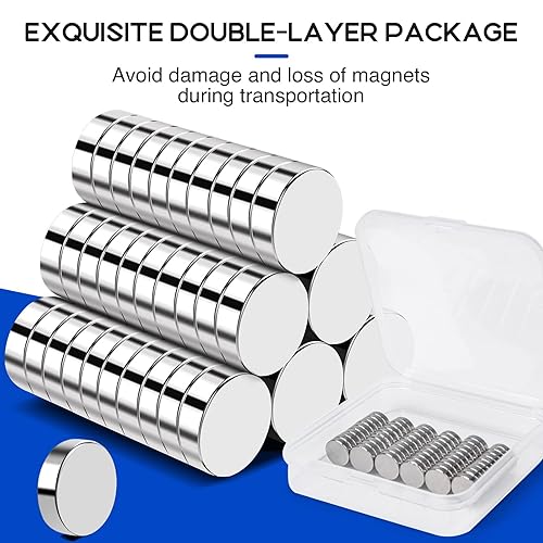 Miniatura 18 de Imanes para refrigerador, 50 unidades, redondos y pequeños, de neodimio de 0.39 x 0.12 pulgadas, para pizarra blanca, manualidades, bricolaje