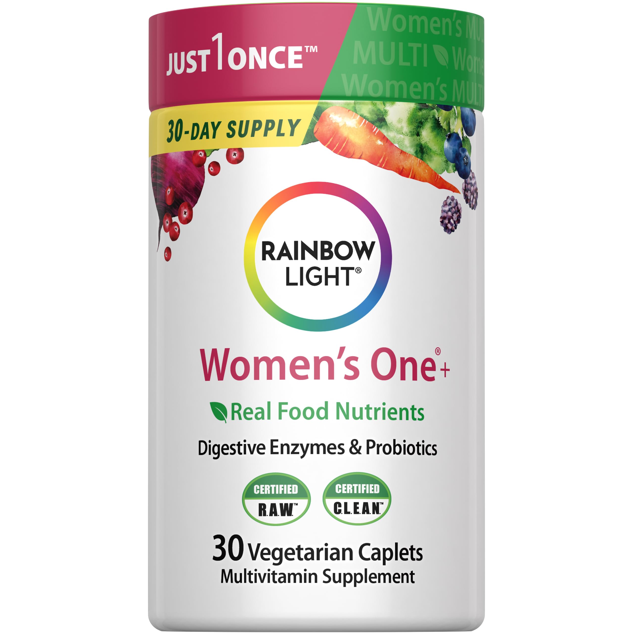 Rainbow Light Womens One High-Potency Daily Multivitamin, Womens Multivitamin Provides High-Potency Immune Support, With Vitamin C, Biotin and Ashwagandha, Vegetarian, 30 Count