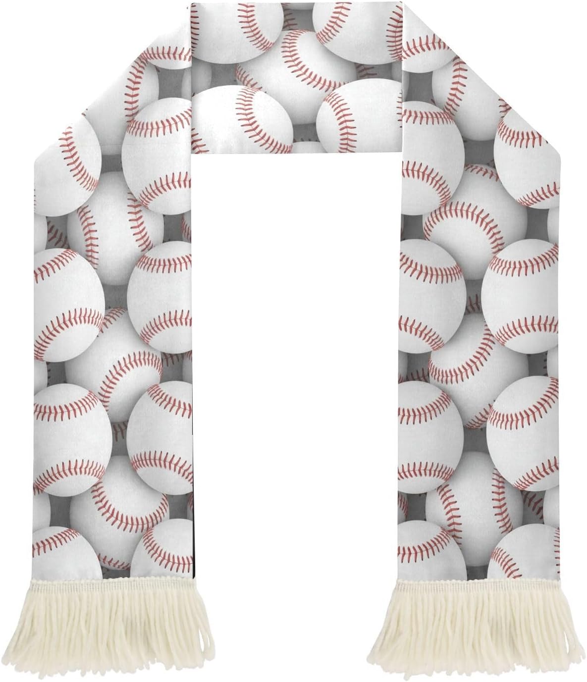CHIFIGNO Baseball Balls Sports Fan Scarf Towel, Soft Absorbent Polyester Cheering Wrap for Soccer Games, Quick Dry with Fringe Ends