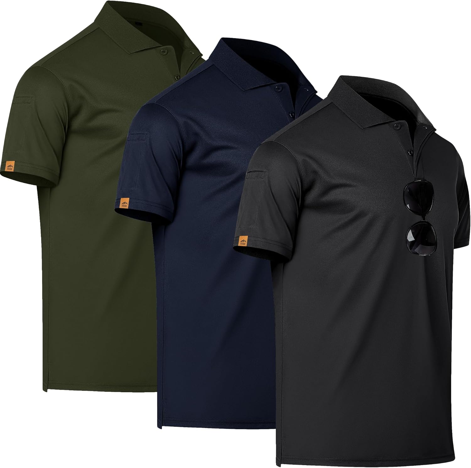 Mens Golf Polo Shirts Short Sleeve Moisture Wicking Dry Fit Tactical T-Shirt Athletic Top Casual Polo Shirts for Men