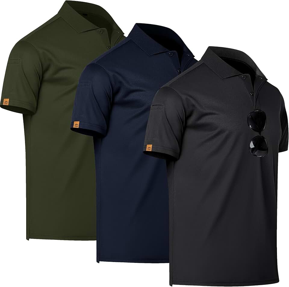 Pesquise seus Produtos TEZO Camisa polo masculina de golfe de manga curta com absorção de umidade e ajuste seco camiseta tática atlética casual para homens
