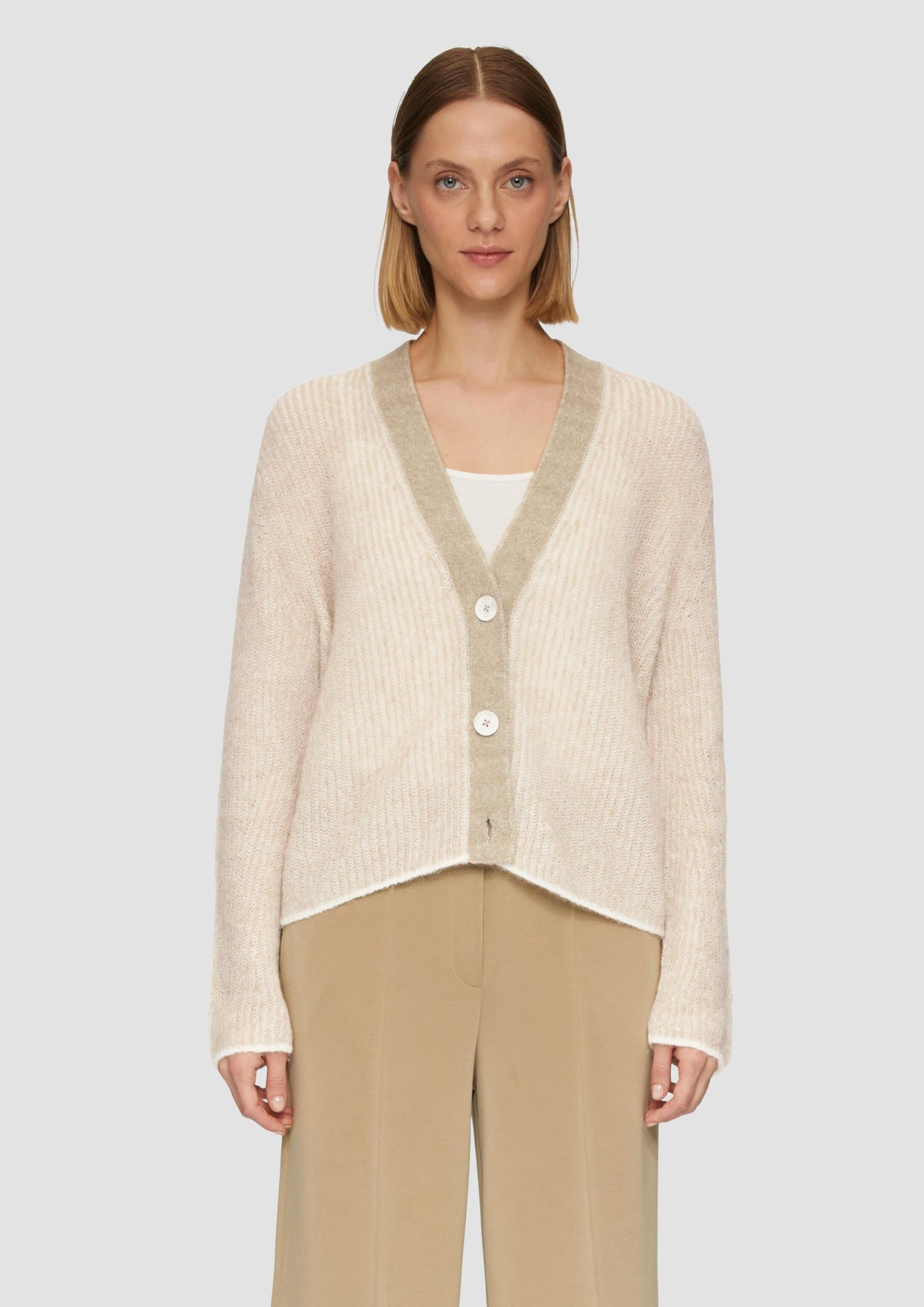 s.Oliver Damen 2157237 Cardigan mit Rippstruktur (1er Pack)