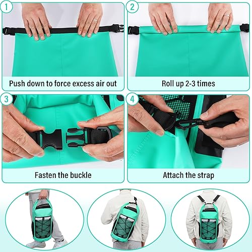 Miniatura 5 de Pimoys Bolsa seca, mochila impermeable de 25 L, bolsas secas para kayak para mujeres y hombres, bolsa de viaje al aire libre enrollable para