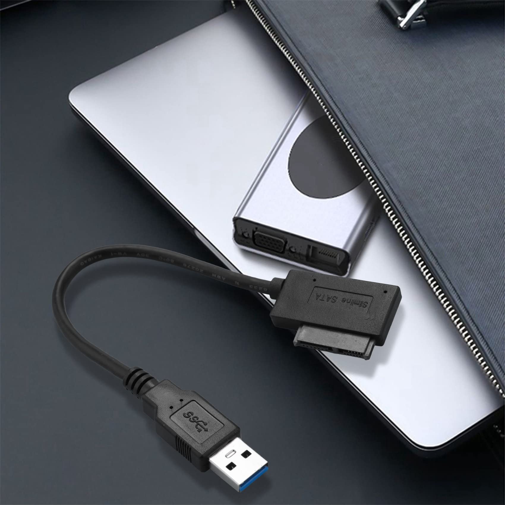 Pasuihcay USB 3.0 to 7+6 13Pin Slimline SATA Laptop CD/DVD ROM Optical Drive Adapter Cable, black