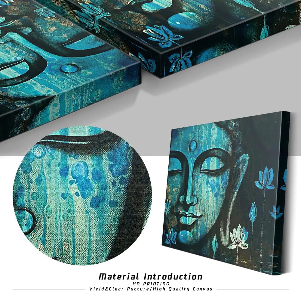 Drawpro Buddha Wall Art Buddah Decoration Wall Decor Budha Decoration Home Meditation Room Decor Buddha Head Painting Zen Canvas Wall Art For Bedroom Livingroom Office Home Decoration 16x16inch 2 16 x 16 in
