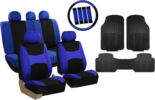 Fundas para asientos FH GROUP FH-FB030115 de tela liviana y aireada, con división para airbag, set combinado mentanegro funda de volante,