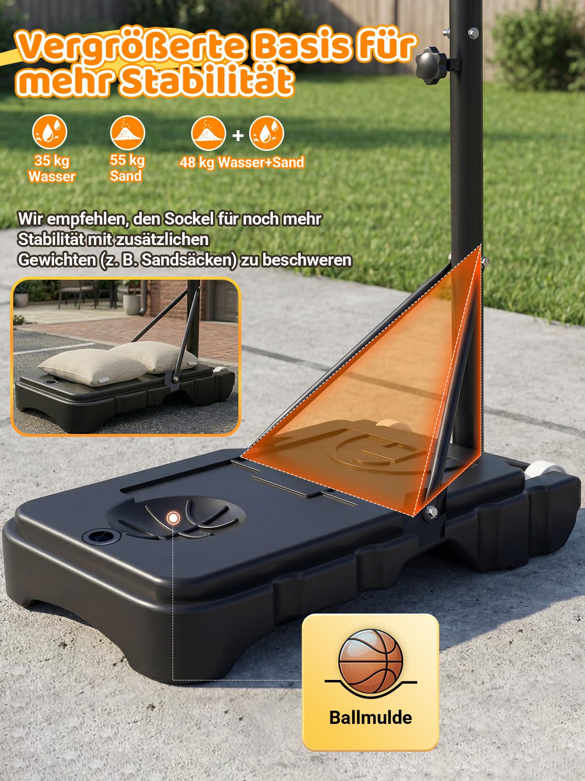 Basketballkorb Outdoor für Kinder: 155-210 cm Höhenverstellbar für Kinder 4-14 Jahre - Inkl. 2X Netze, Basketball & Pumpe - Basketballkörbe mit Ständer für Indoor Outdoor Garten Hof Garage
