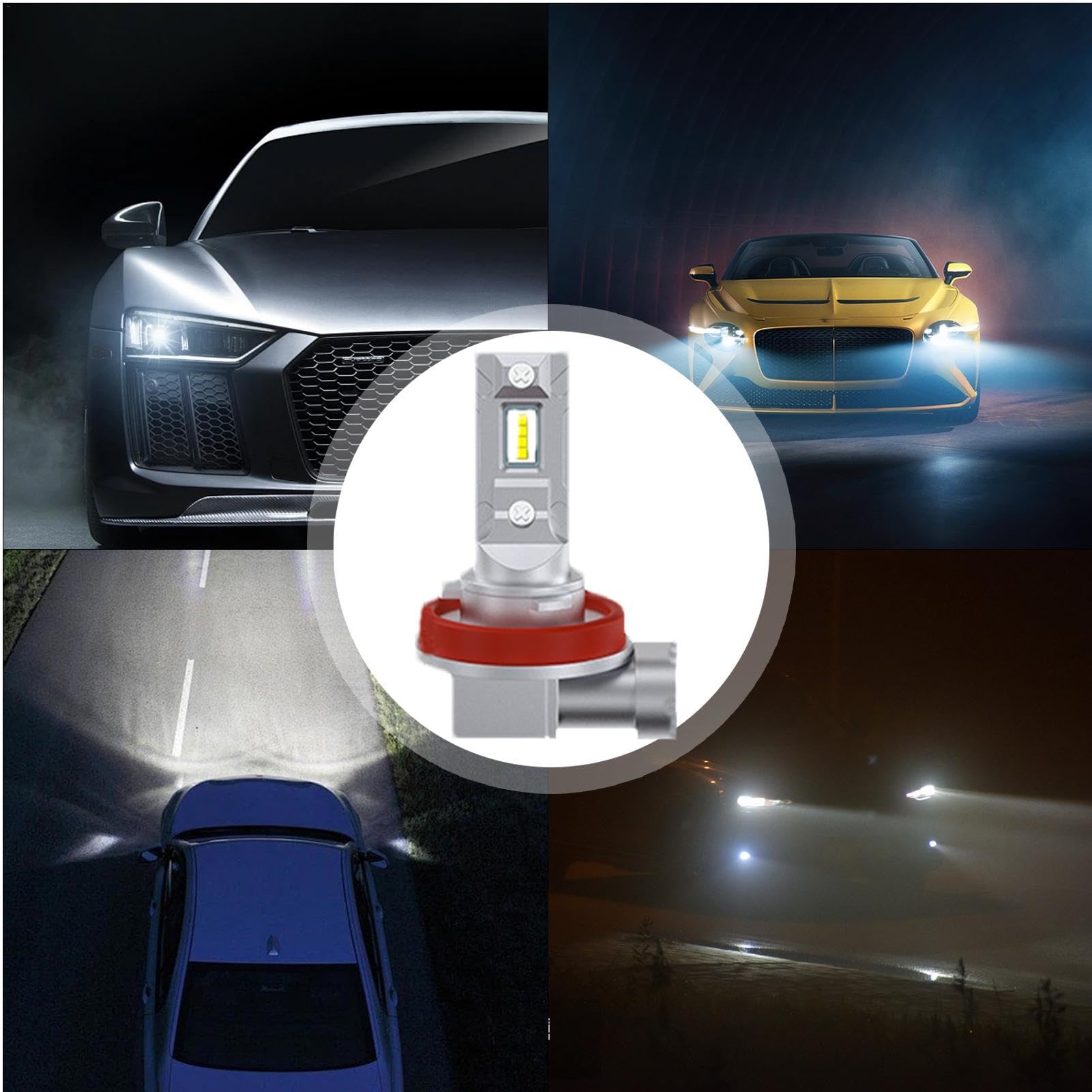 Generico Lampadina fendinebbia H8, faro LED H8 | Luce di marcia diurna 12V 6000K ad alta luminosità - Lampadina per fari 'auto, fendinebbia per un'ampia gamma di visione