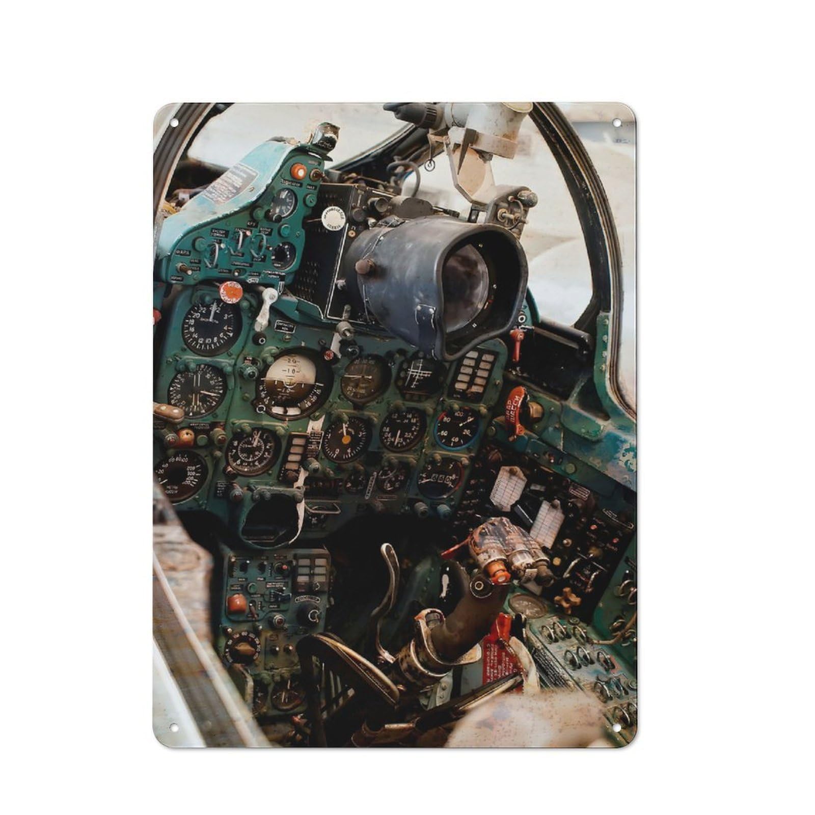 Junmoney Mig21 Cockpit Coldwar Jet Metal Sign 40X30cm With For Home Bar Wall, Retro Decor, For Garage, Workshop And Man Cave Decoration