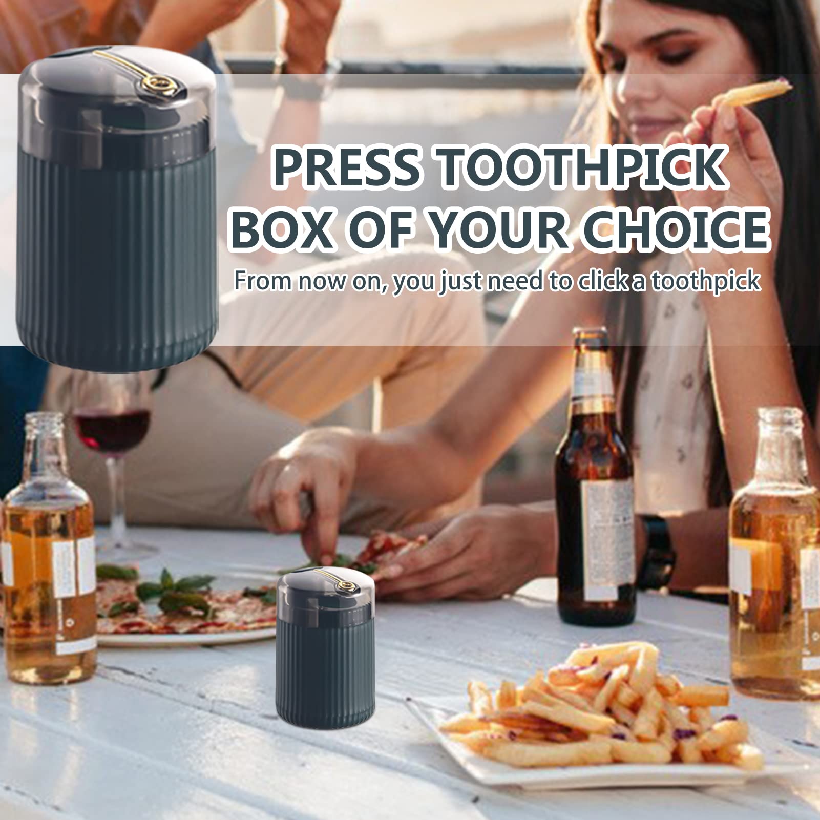 Orrdiffi 3x Automatische Zahnstocherspender - Pop-Up Design Mehrfarbig | Hygienische Zahnstocherhalter