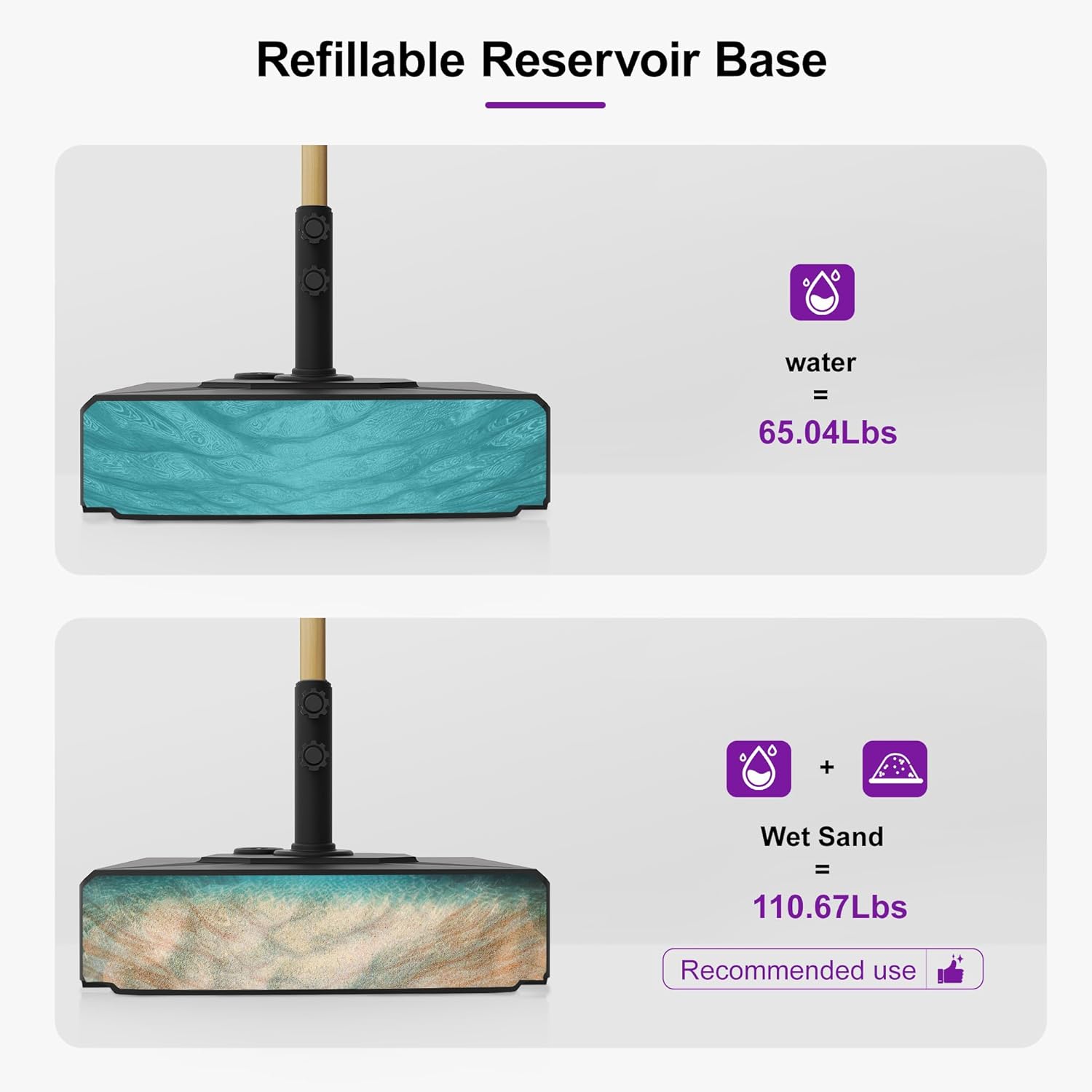 PURPLE LEAF 6' x 6' Square Outdoor Umbrella with Base Outdoor Table Umbrella Aluminum Patio Umbrella with Push Button Tilt & Crank and 8 Ribs Market Umbrella for Pool Backyard Beach, Navy Blue